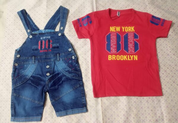 Denim Romper with T Shirt Set for Kids - Image 5