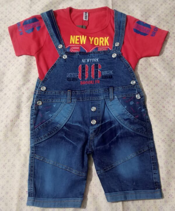 Denim Romper with T Shirt Set for Kids - Image 6